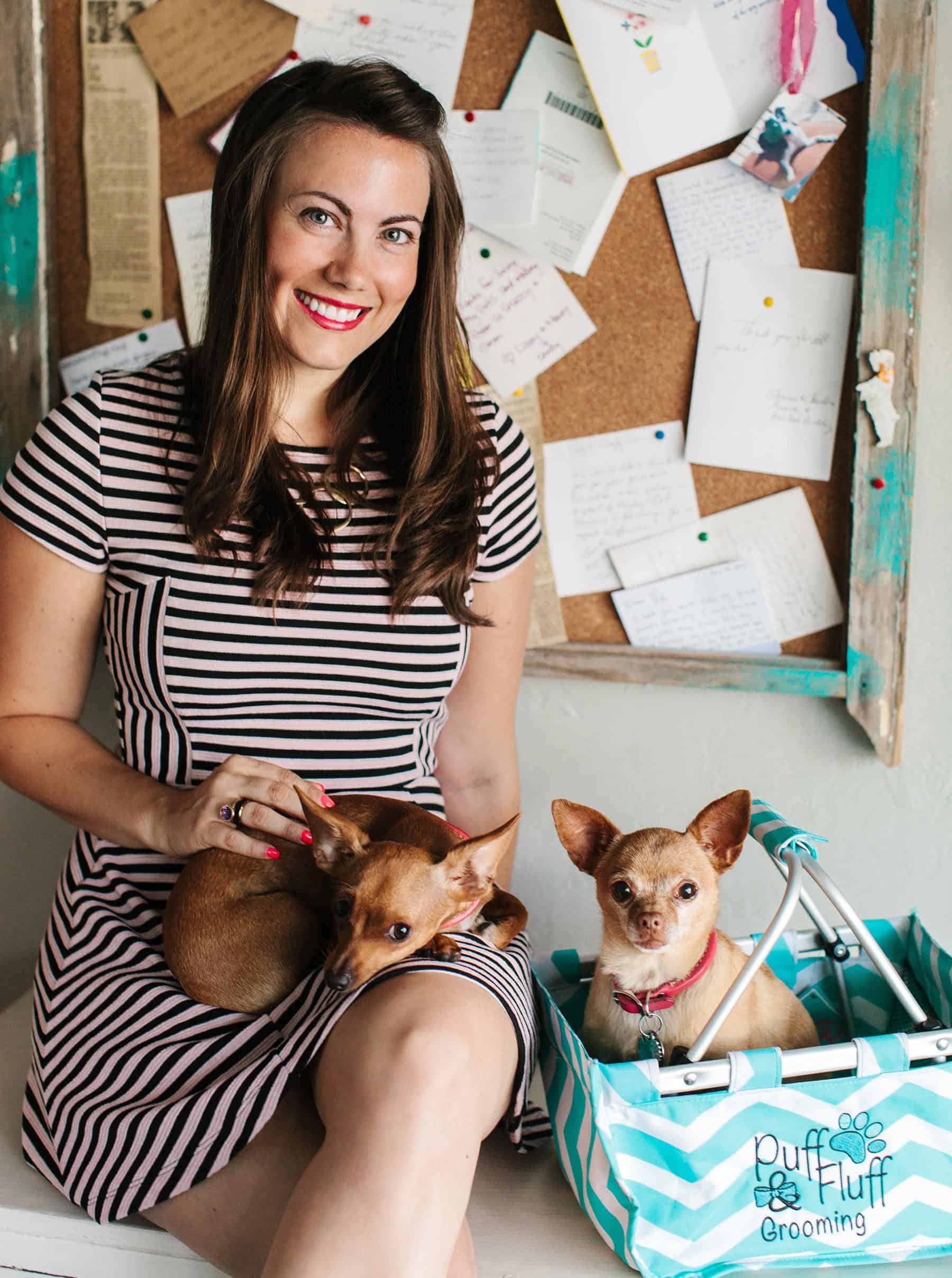 Liz with her chihuahuas